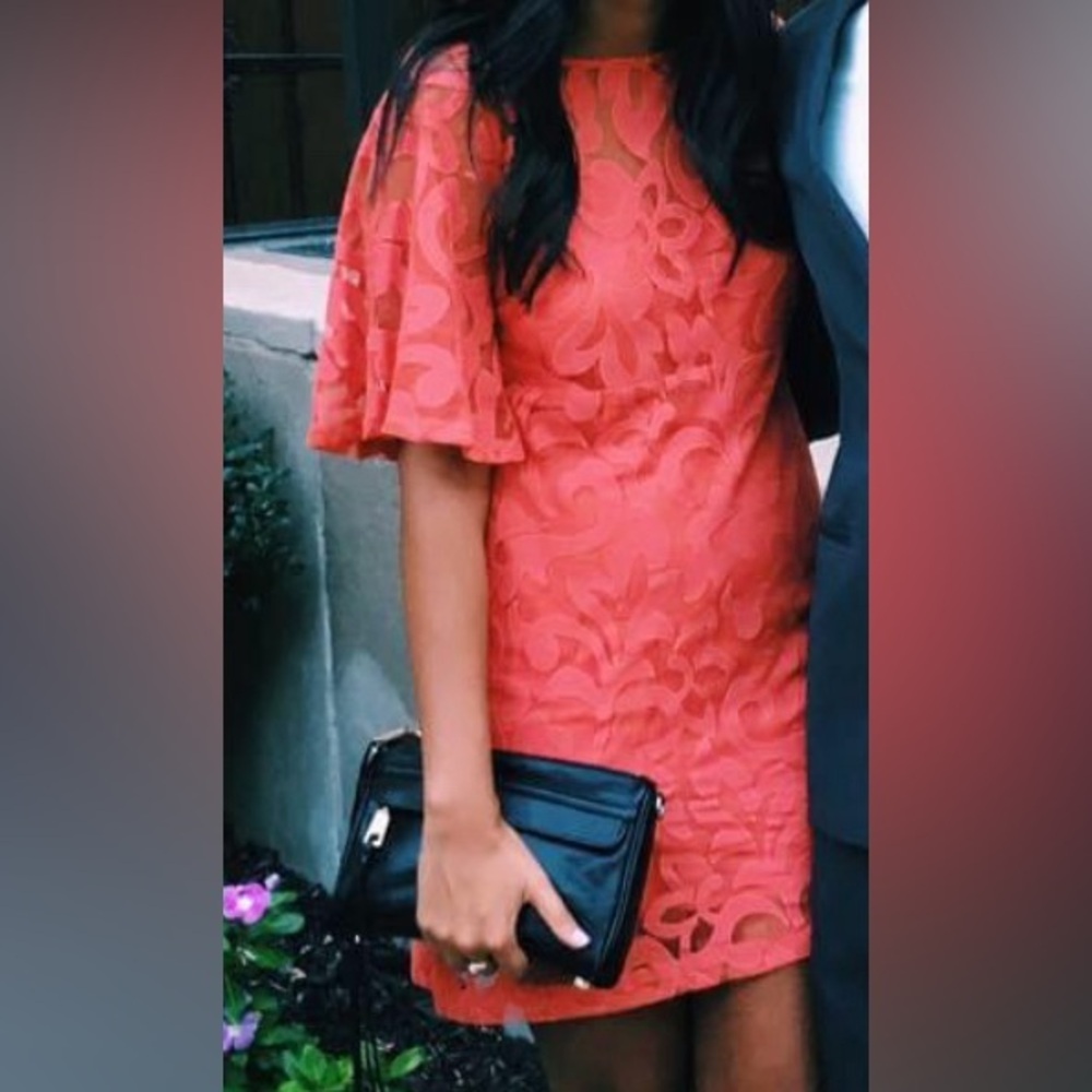 Free People Orange Mini Dress with Lace